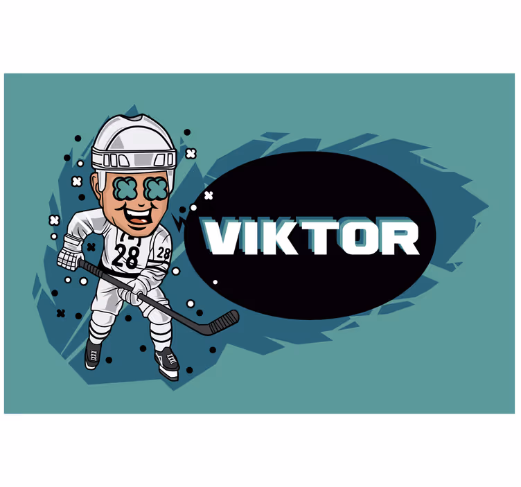 Rullgardin barn rolig hockeyspelare med namn - Tenstickers