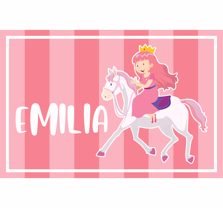 Rrullgardin barn rosa prinsessa som rider på vit häst - Tenstickers