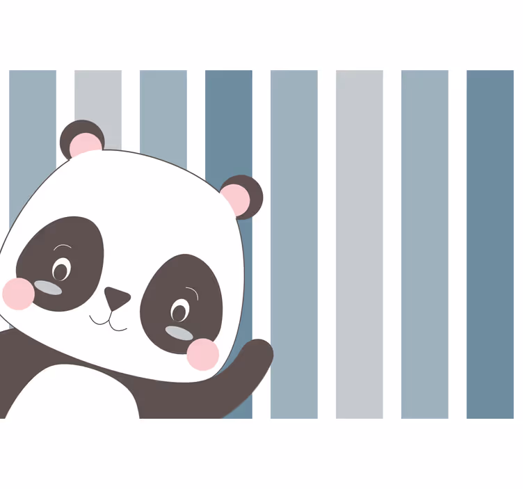 Rullgardin barn glad panda randig bakgrund - Tenstickers