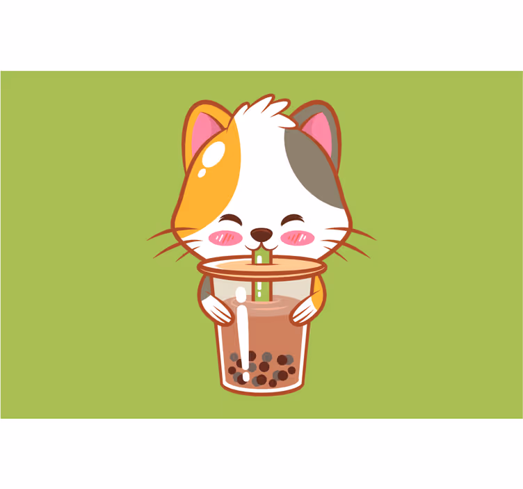 Rrullgardin barn katt dricker choklad - Tenstickers