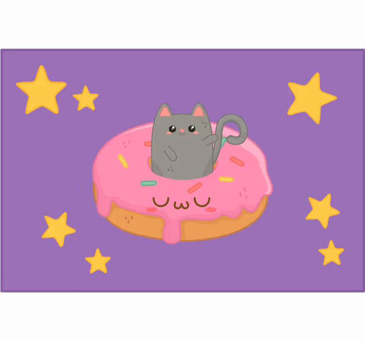 Rrullgardin barn katt och donut - Tenstickers