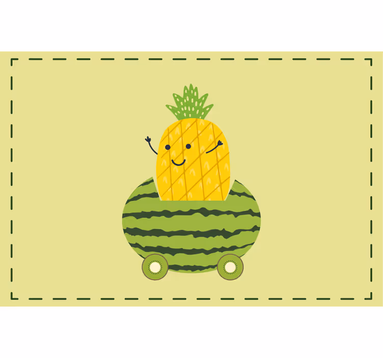 Rrullgardin barn rolig ananas i bilmönster - Tenstickers