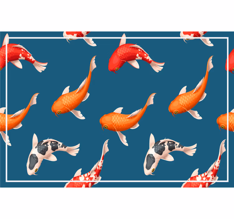 Rrullgardin barn koi fisk mönster blå bakgrund - Tenstickers