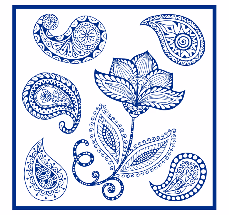 Rullgardin kök paisley och blommor - Tenstickers