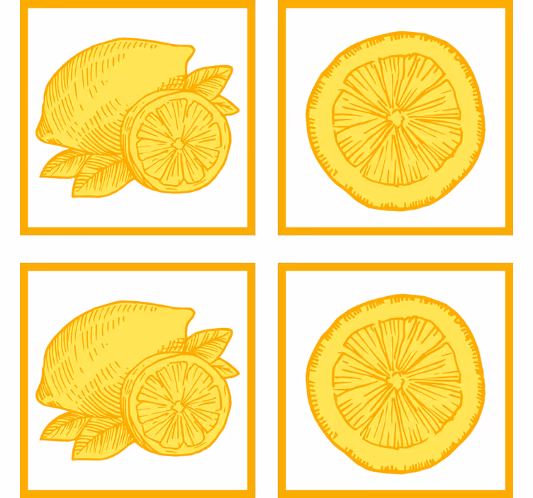 Rullgardin kök orange och citron skissplattor - Tenstickers
