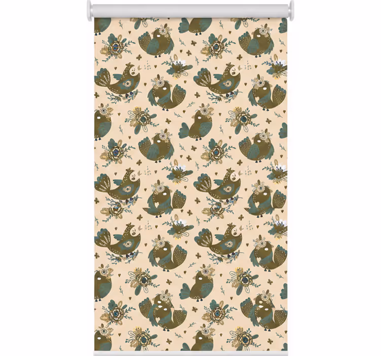 Rullgardin kök fåglar och blommor orientaliskt mönster - Tenstickers
