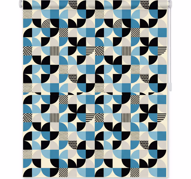 Rullgardin kök retro blå bauhaus mönster - Tenstickers