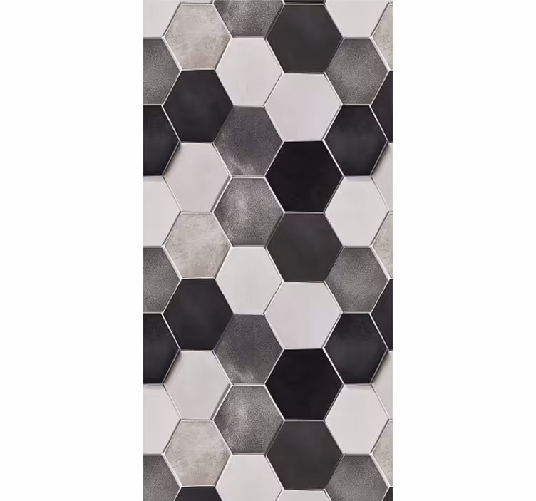 Rullgardin kök grå hexagoner - Tenstickers