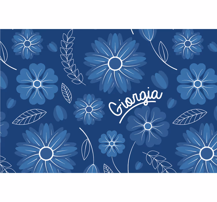 Rullgardin blå elegant design med blommor - Tenstickers