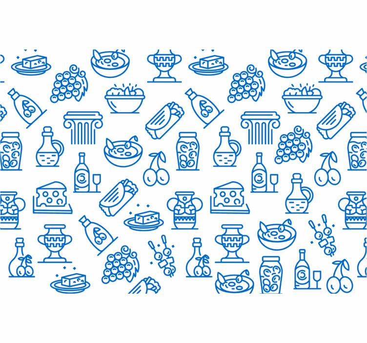 Rullgardin blå grekiska matikoner - Tenstickers