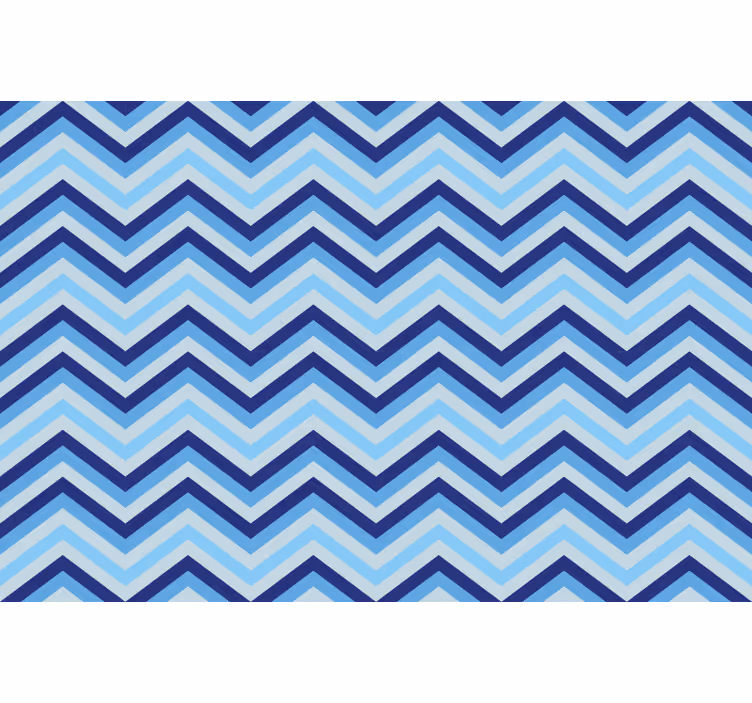 Rullgardin blå olika blåa zigzag mönster - Tenstickers