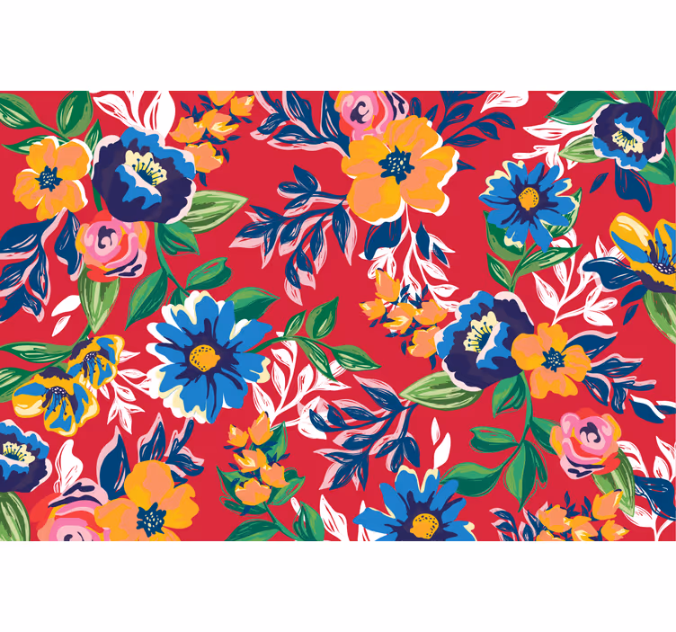 Rullgardin röd med röd broderi - Tenstickers