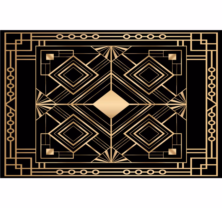 Svart rullgardin modern konst svart och guld mönster - Tenstickers