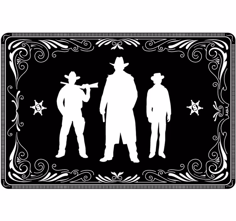 Svart rullgardin med cowboy och hästar mönster - Tenstickers