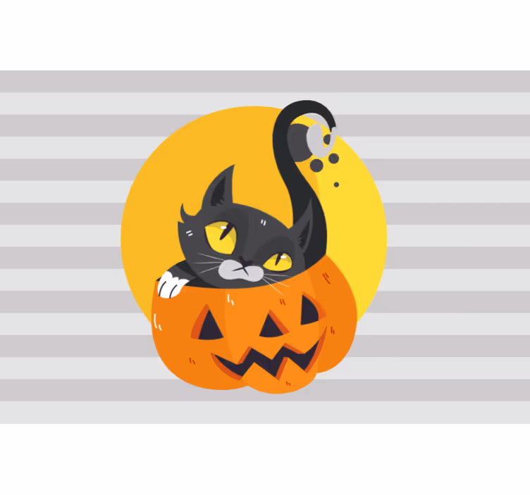 Rullgardin grå pumpor och svart katt - Tenstickers