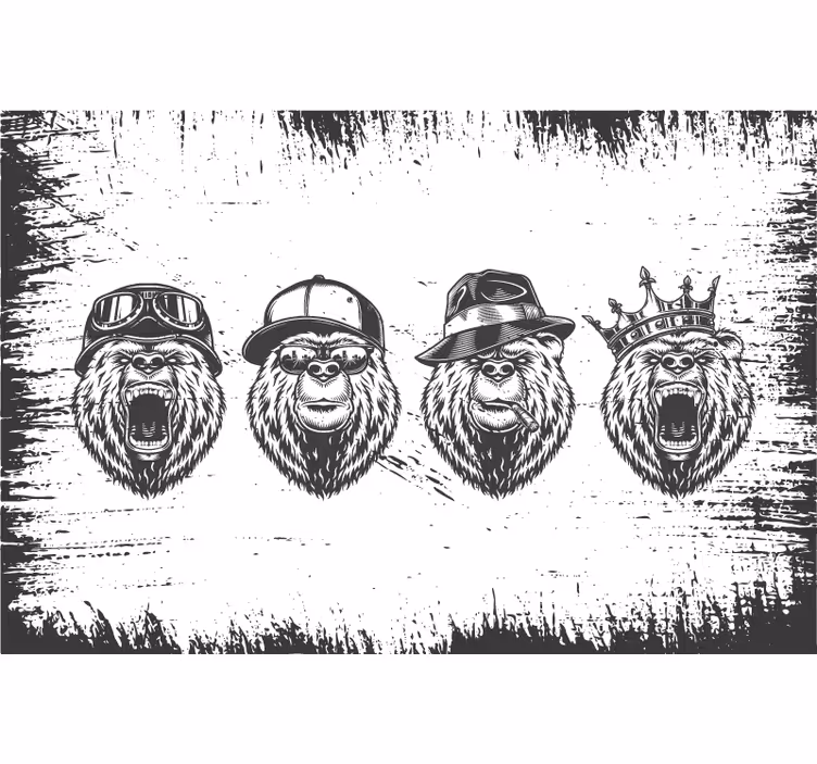 Rullgardin grå i vintage logostil med björn - Tenstickers