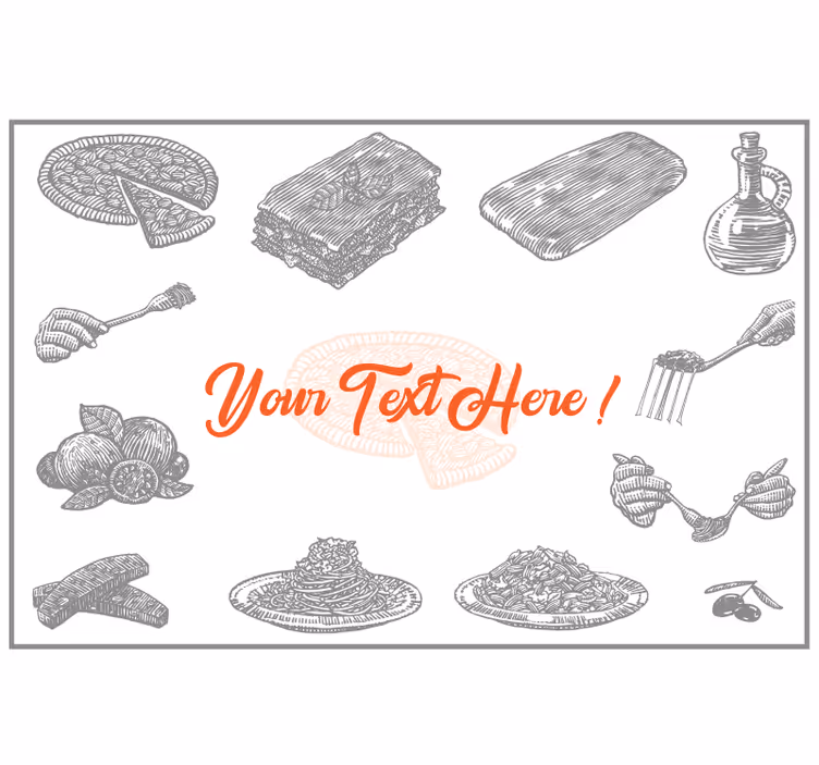 Rullgardin grå italienska matikoner med text - Tenstickers