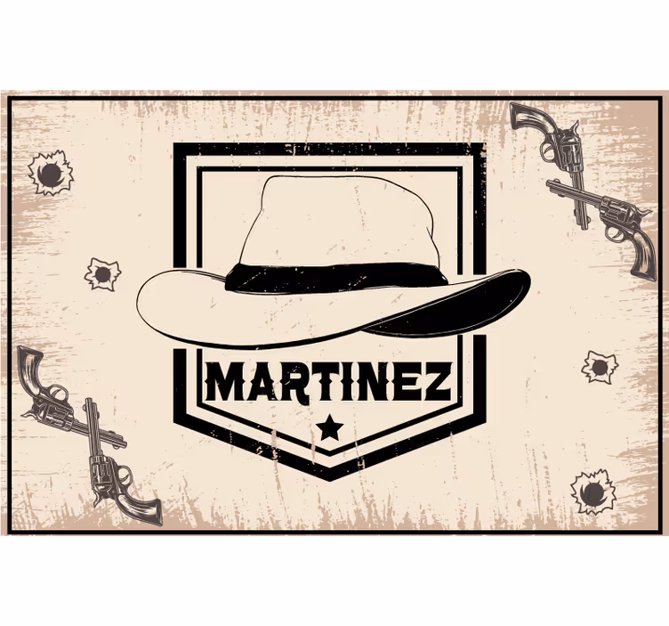 Rullgardin beige cowboyhatt med namn - Tenstickers