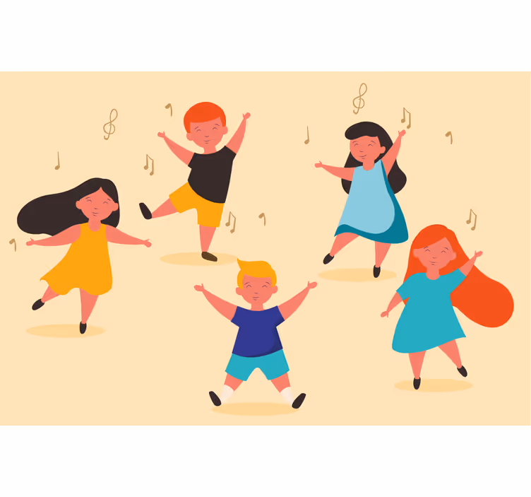 Rullgardin beige barn som dansar - Tenstickers