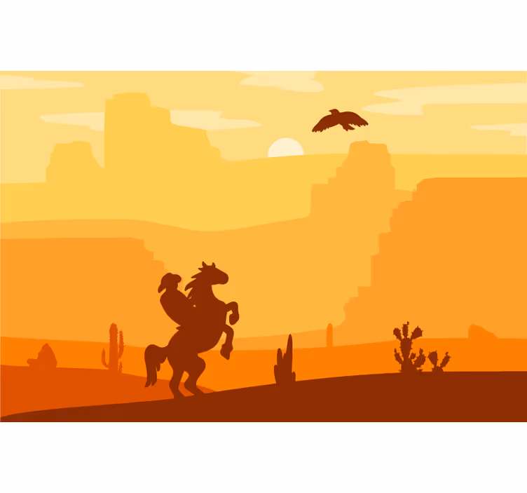 Rullgardin orange cowboylandskap - Tenstickers