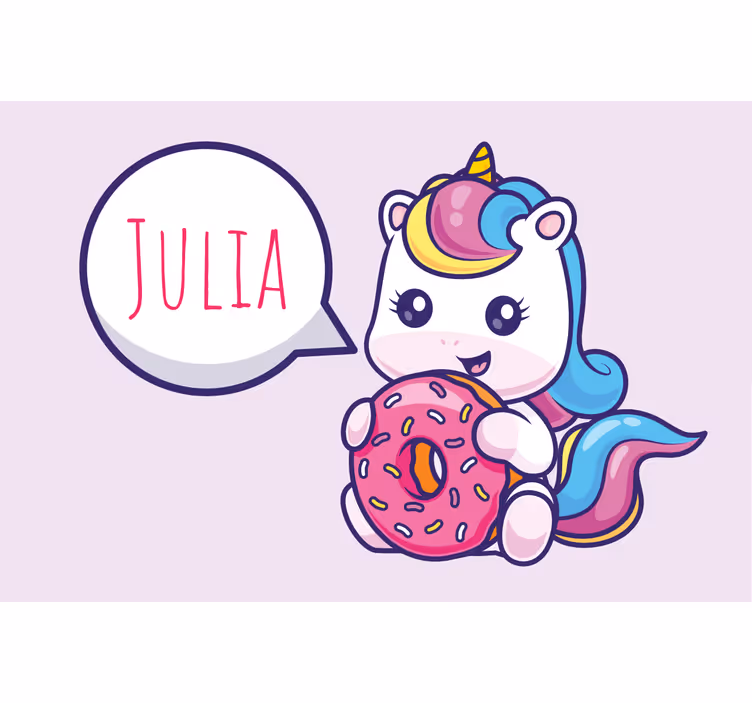 Rullgardin lila enhörning med donut - Tenstickers