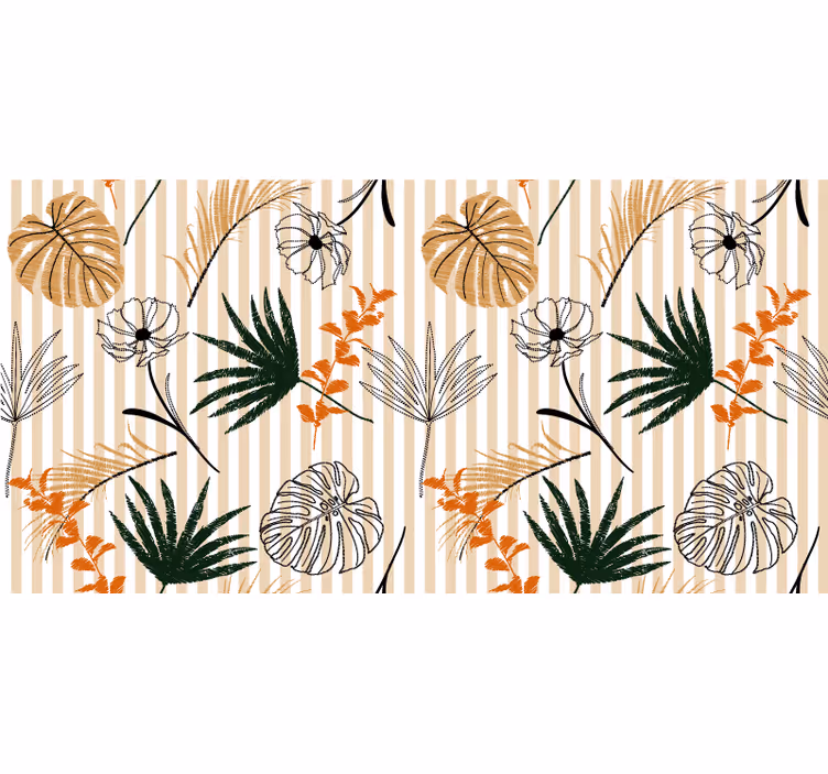 Rullgardin kontor vinylmatta svart vit beige blommor - Tenstickers