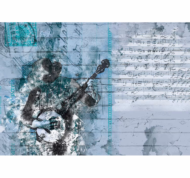 Abstrakt musikdesign rullgardin sovrum - Tenstickers