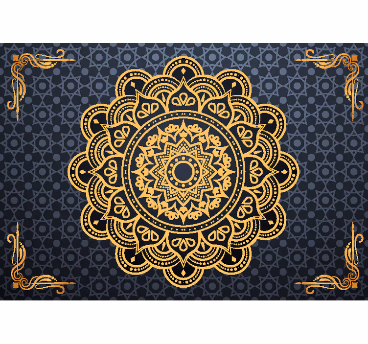 Rullgardin sovrum gyllene mandala fototapet - Tenstickers