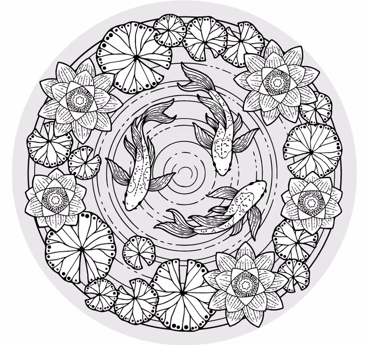 Rullgardin sovrum lotus och koi karp - Tenstickers