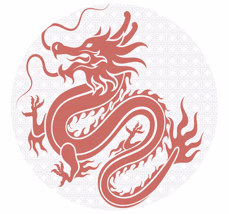 Rullgardin sovrum tibetanska drakar vit bakgrund - Tenstickers