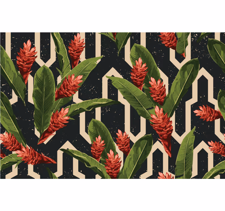 Rullgardin sovrum med vintage tropiska blad - Tenstickers