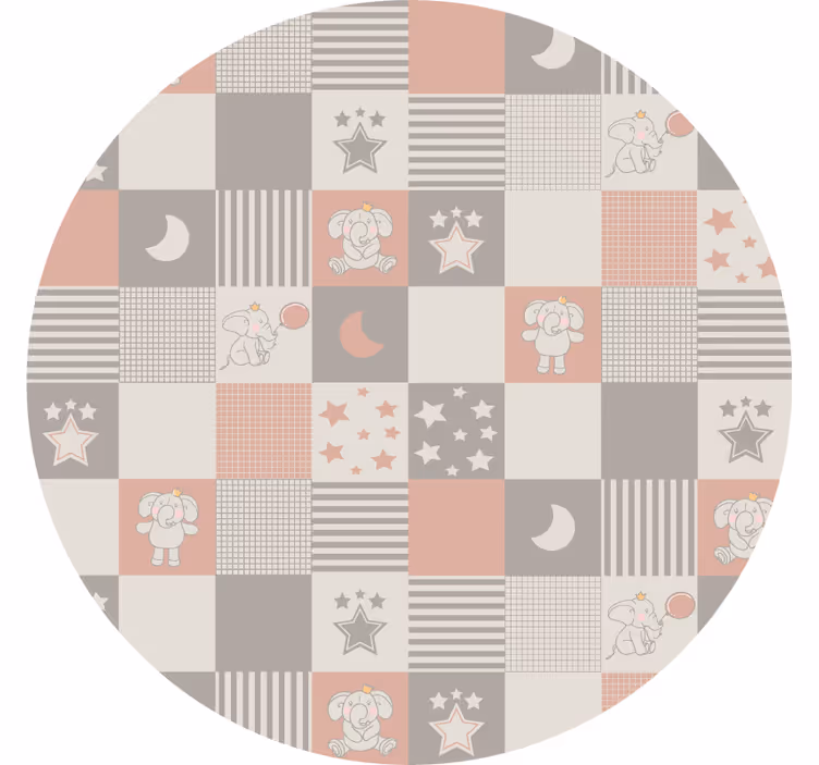 Rullgardin sovrum cirkulära nordiska plattor med elefanter - Tenstickers
