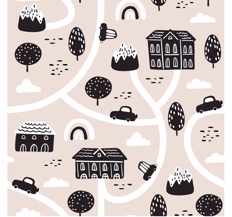 Rrullgardin barn svart och vit vägar - Tenstickers