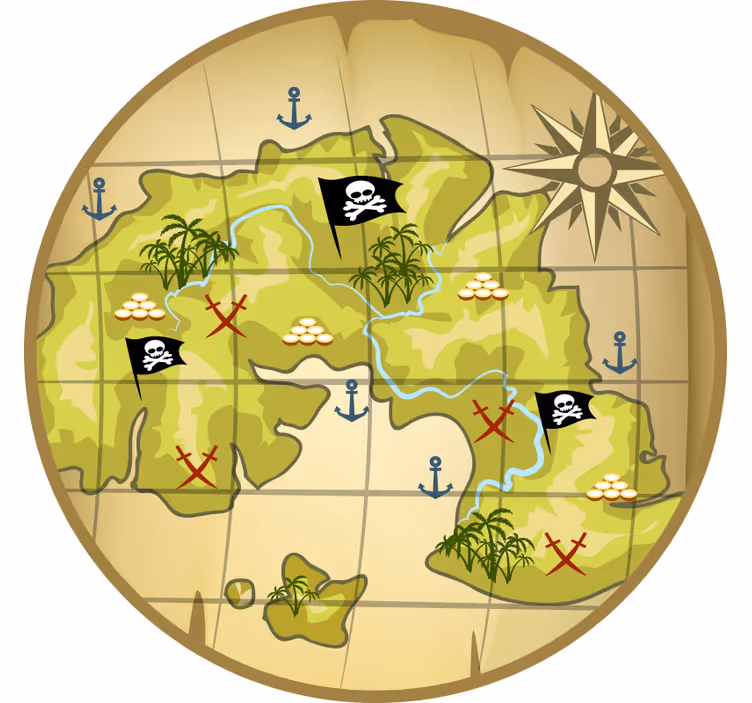 Rullgardin barn pirat skattkarta - Tenstickers