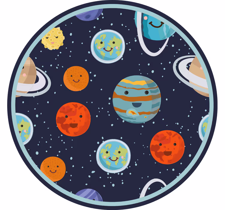Rrullgardin barn leende planeter cirkel - Tenstickers