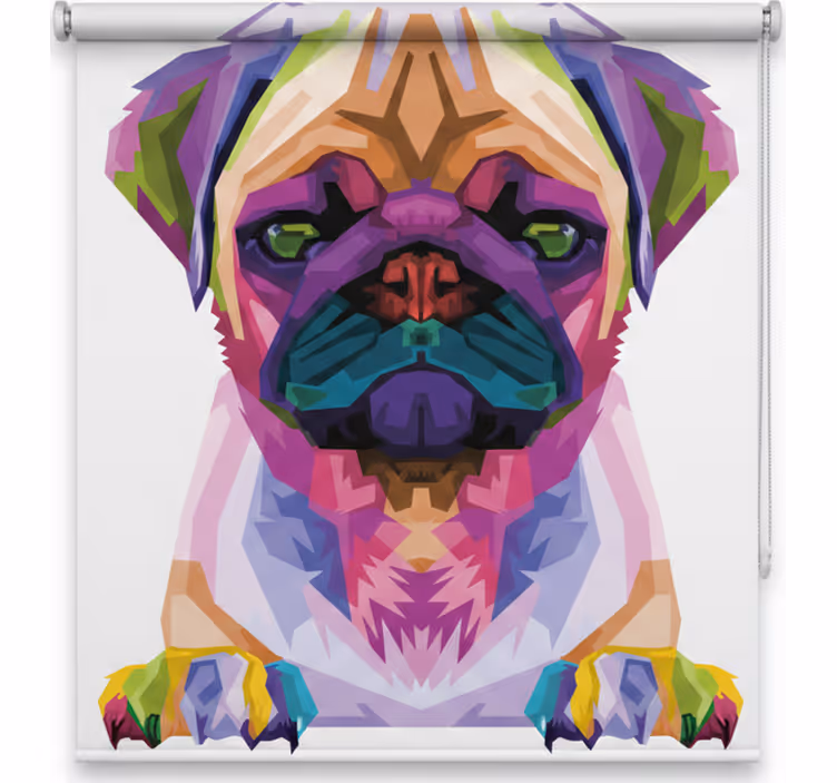 Rullgardin barn geometriska djur söt hund - Tenstickers