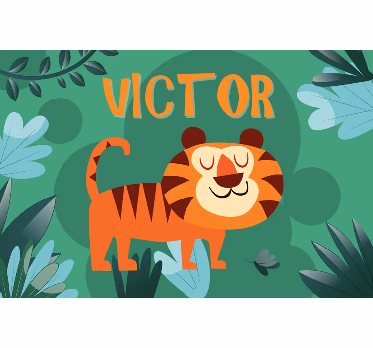 Rullgardin barn söt tiger till pojke med namn - Tenstickers