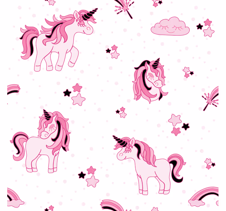 Rullgardin barn i doodle stil unicorn värld - Tenstickers