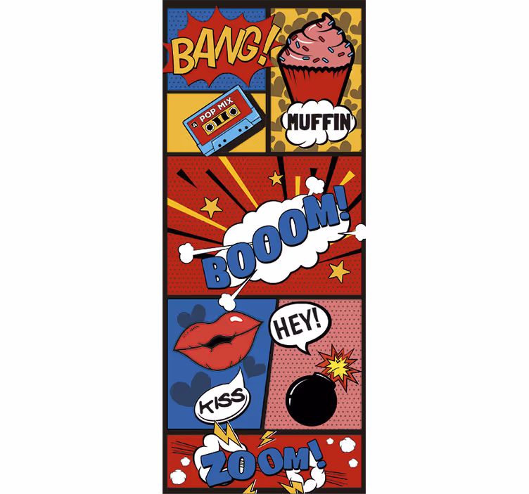 Rullgardin tonåringar dörr comic pop art - Tenstickers