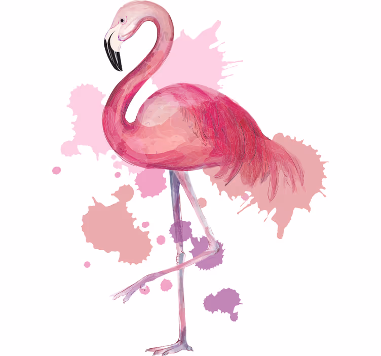 Rullgardin tonåringar vintage flamingo med splashfärger - Tenstickers