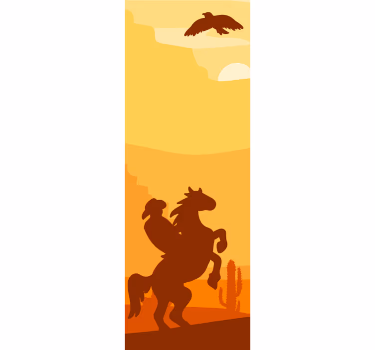 Rullgardin tonåringar cowboylandskap dörr - Tenstickers
