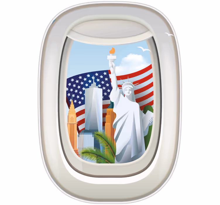 Rullgardin tonåringar amerika genom ett flygplansfönster - Tenstickers