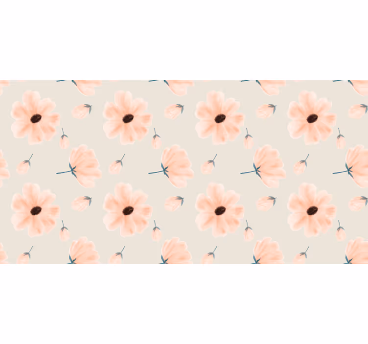 Rullgardin beige stora blommor akvarellmönster - Tenstickers