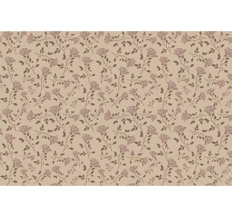 Rullgardin beige med brunt vintage ros mönster - Tenstickers
