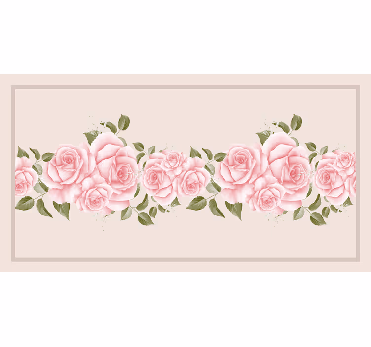 Rullgardin beige med vintage rosa rosor mönster - Tenstickers