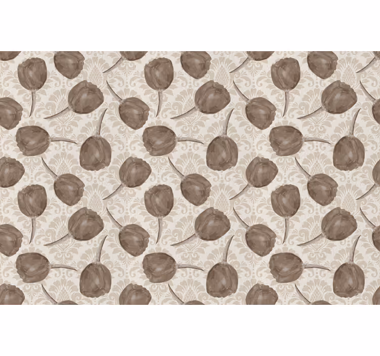 Rullgardin beige grå tulpanmönster med akantusblad - Tenstickers