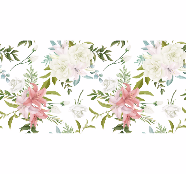 Rullgardin med blommor minimalistisk realistisk trädgård - Tenstickers