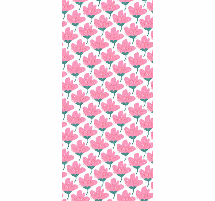 Rullgardin med blommor rosa blommor - Tenstickers