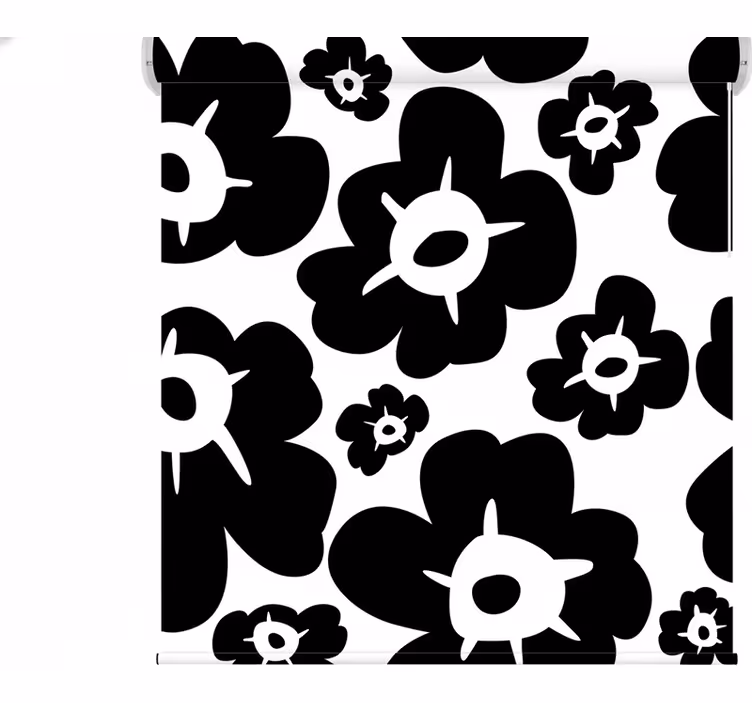 Rullgardin med blommor svart vallmo - Tenstickers