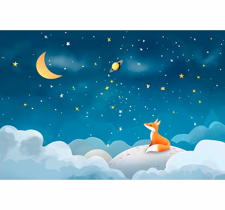 Rullgardin barnrum räv på himlen - Tenstickers